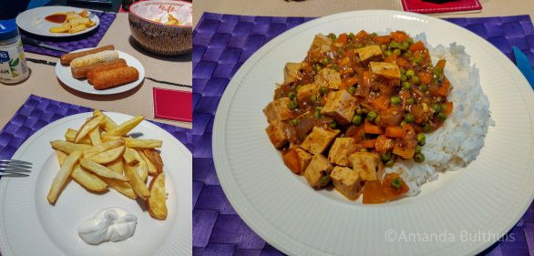 Friet met snacks en mapo tofu